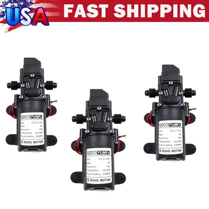 12V 130PSI Self-Priming Diaphragm Water Pump High Pressure Portable Electric Pump for Car Wash RV Camper Van Fish Tank Water Pressurization - 1/2/3 Pack ABS Durable