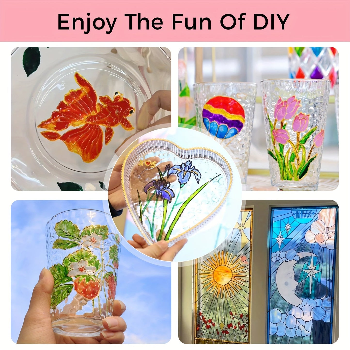 Glass Paint Set 12 Colors Non-Toxic Acrylic Stained Glass Painting Kit for Wine Glasses Windows Ceramic Mugs ASTM Certified Odorless with 3 Brushes for Adults Artists and Beginners