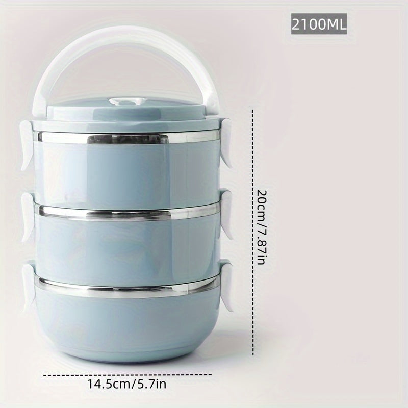 Stainless Steel Insulated Lunch Box Set 2/3/4 Layer – Stackable Bento Box with Lid, 47oz Leakproof Cylindrical Food Container for Office, School, Camping, Picnic & Outdoor Use