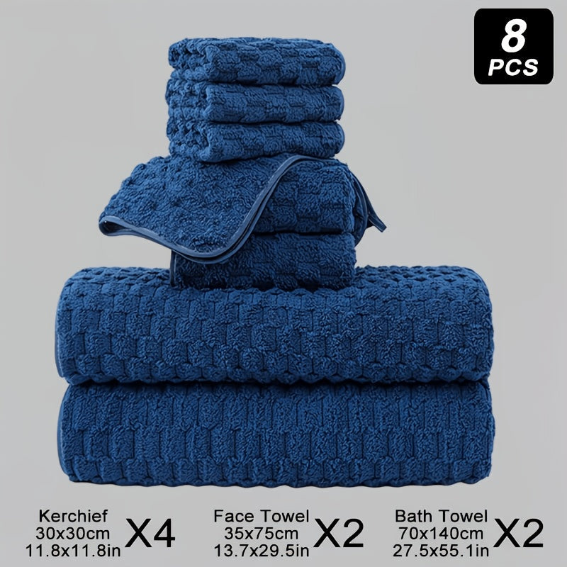 Waffle Weave Bath Towels 4-Pack & 8-Pack Ultra-Soft Quick-Dry Microfiber – Super Absorbent 281g/m² 80/20 Polyamide Spa Gym Travel Towels, Lint-Free Antimicrobial, Multiple Colors