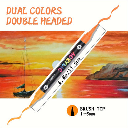 Double-Ended Waterproof Acrylic Paint Pens 48 or 72 Colors for Rock Painting Fabric Metal Glass Wood Canvas Ceramics Eggs Pumpkins DIY Art Crafts