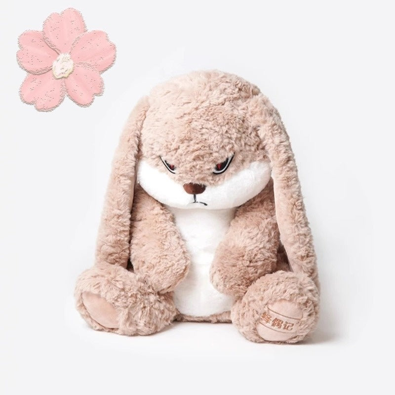Bunny Rabbit Plush Stuffed Animal Pet Toy with Vivid Eyes Fluffy Ears Soft Huggable Interactive Cuddle Toy for Cats Kittens Dogs Puppies - Devil Long-Eared Rabbit Design