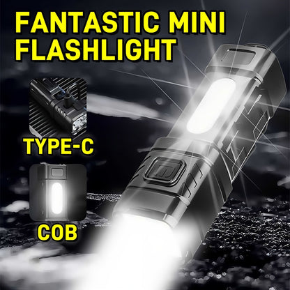 Mini Rechargeable LED Flashlight 3 or 6 Pack, 2000 Lumens COB 4 Modes USB-C Charging, Compact Handheld Flashlight with Back Clip & Built-In Battery for Camping Hiking Hunting Emergency