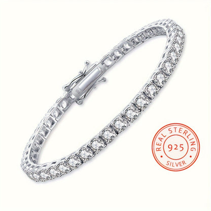 925 Sterling Silver Moissanite Tennis Bracelet 5mm 0.5 Carat Sparkling Luxury Jewelry Gift for Wedding Anniversary Birthday 4 Sizes