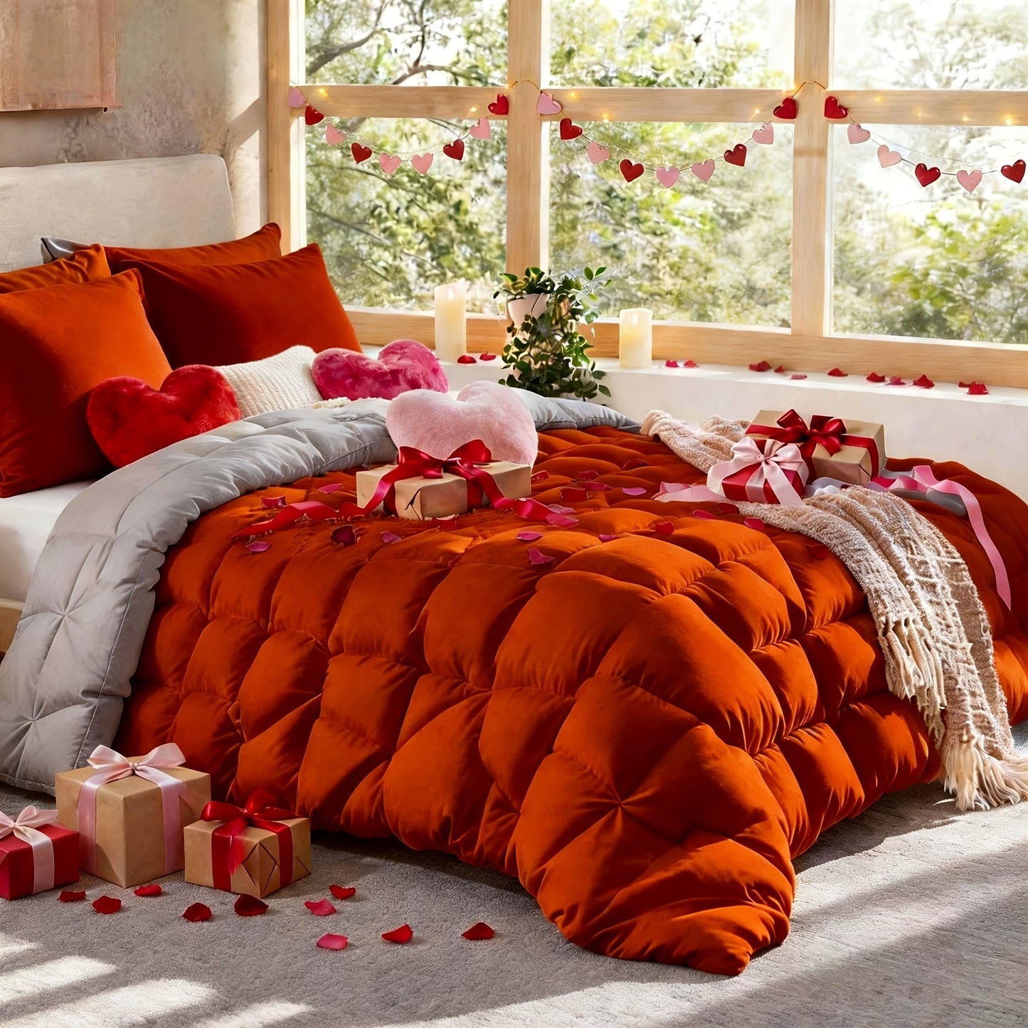 Comforter Set 7 Piece Queen King Full - Soft Microfiber Pintuck Pleated Bed in a Bag Complete Bedding Set with Comforter, Fitted Sheet, Flat Sheet & Pillowcases, All Season Home & Dorm Bedding