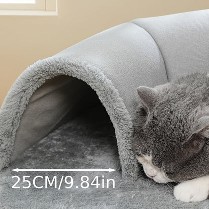 Cat Tunnel Bed with Memory Foam, Hanging Ball & Free Drool Bib – Detachable Plush Cat Condo Lounge, Machine Washable Pet Nest for Multi-Cat Households, Small to Medium Cats – Velora