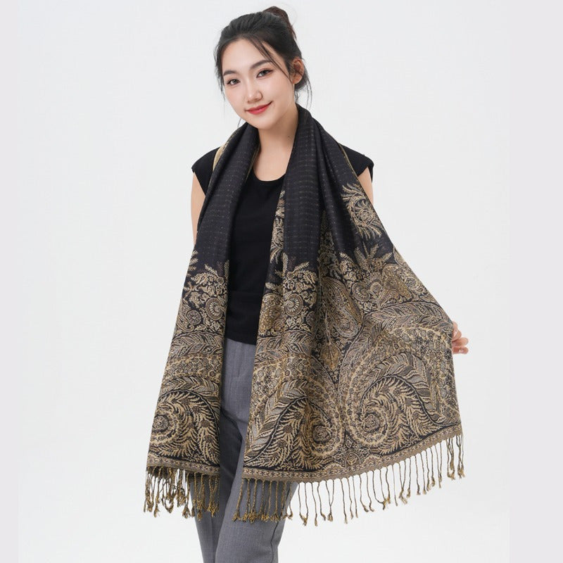 Phoenix Tail Paisley Pashmina Scarf – Thick Warm Wrap Shawl for Women, Luxurious Soft Fabric in 17 Vibrant Colors, Versatile for Formal Events, Everyday Wear & Gifting