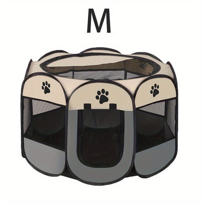 Portable Foldable Pet Playpen with Zipper Gate – 3 Sizes S/M/L Collapsible Mesh Enclosure for Cats, Dogs, Puppies & Kittens, Scratch-Resistant Indoor Outdoor Pet Fence Play Yard