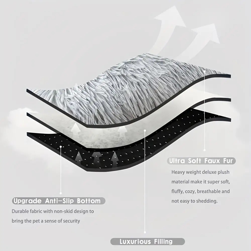 Extra Large Plush Dog Bed & Cat Pad – Thick Warm Polyester Fiber Pet Cushion with Removable Washable Cover, Comfortable Calming Pet Furniture for All Dog Breeds & Cats, Durable Pet Bedding