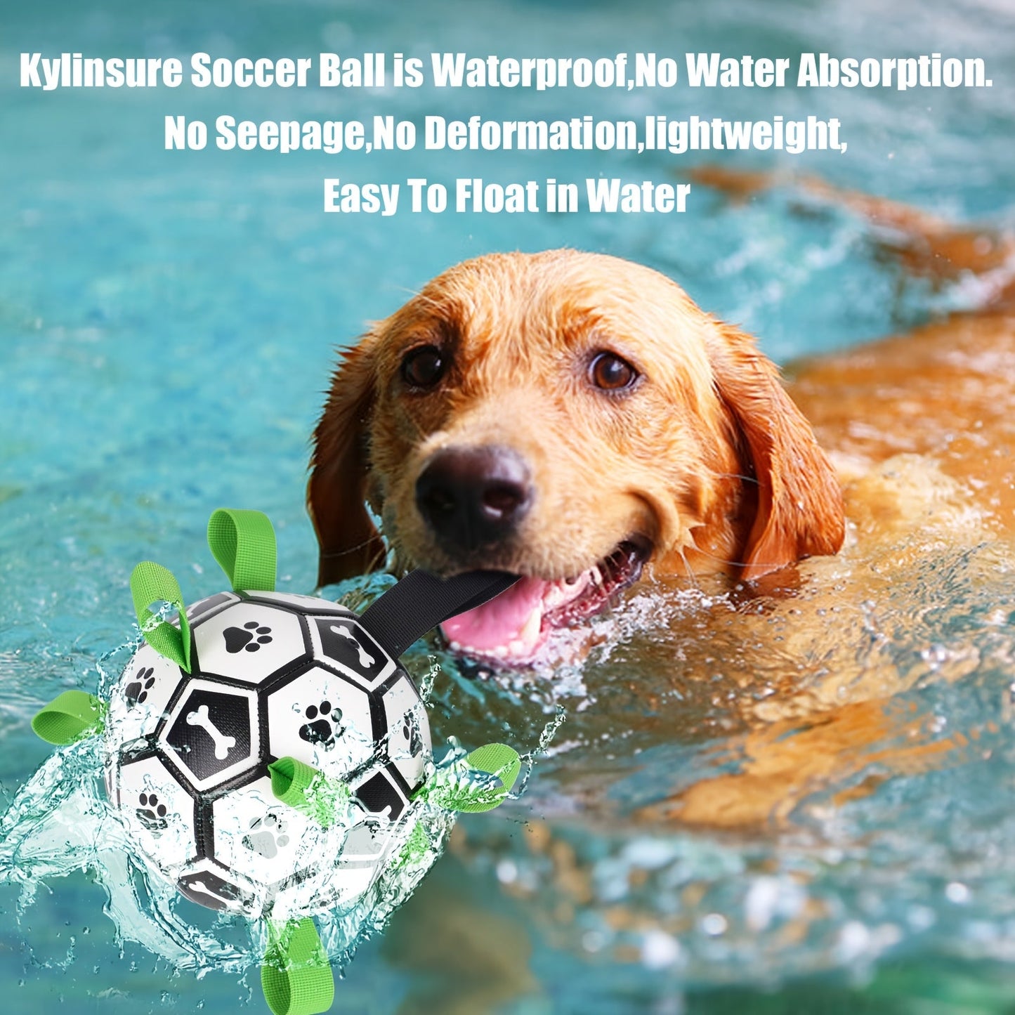 Soccer Ball Dog Toy with Straps – Durable Tug of War & Water Play Toy for Small & Medium Dogs, Includes Charging Cylinder, Perfect Christmas & Birthday Gift for Puppies