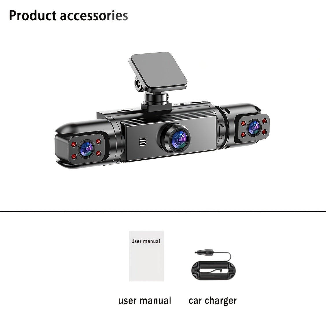360° Panoramic Dash Cam 3/4 Lens 1080P HD with Quad-Split Screen, HD Night Vision, WDR & G-Sensor – Full Coverage Front, Rear, Left & Right Loop Recording – Rideshare & Fleet Ready – Velora