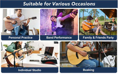 A8 Wireless Guitar System with Built-In Rechargeable Transmitter & Receiver – Stereo Audio, USB Charging, Compatible with Electric Guitar, Bass & Violin, Works with Amplifiers
