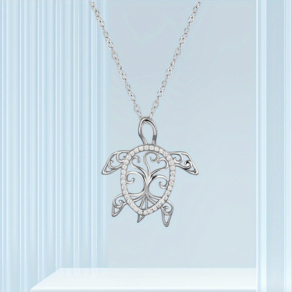 925 Sterling Silver Sea Turtle & Tree of Life Pendant Necklace – Beachy Ocean Lover Jewelry, Meaningful Nature Gift for Mom, Perfect for Valentine's Day, Anniversary & Holidays