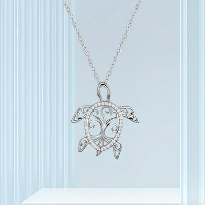 925 Sterling Silver Sea Turtle & Tree of Life Pendant Necklace – Beachy Ocean Lover Jewelry, Meaningful Nature Gift for Mom, Perfect for Valentine's Day, Anniversary & Holidays