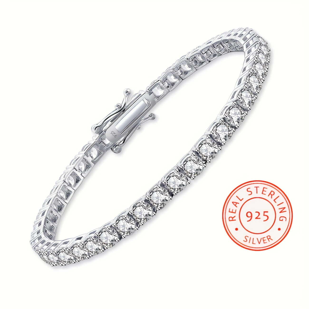 925 Sterling Silver 5mm Moissanite Tennis Bracelet – Sparkling Lab Diamond Hip Hop Luxury Jewelry Gift for Women, Banquet Wedding Anniversary Birthday Christmas Mother's Day