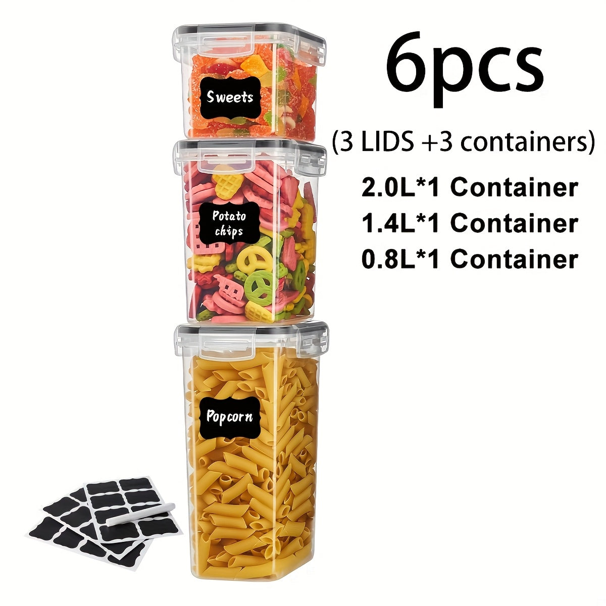 Airtight Food Storage Containers with Lids BPA Free – Flip-Top Locking Seal Plastic Pantry Organizer Jars for Rice, Cereal, Pasta, Flour & Sugar, Stackable, Sets of 6 to 84 Pieces
