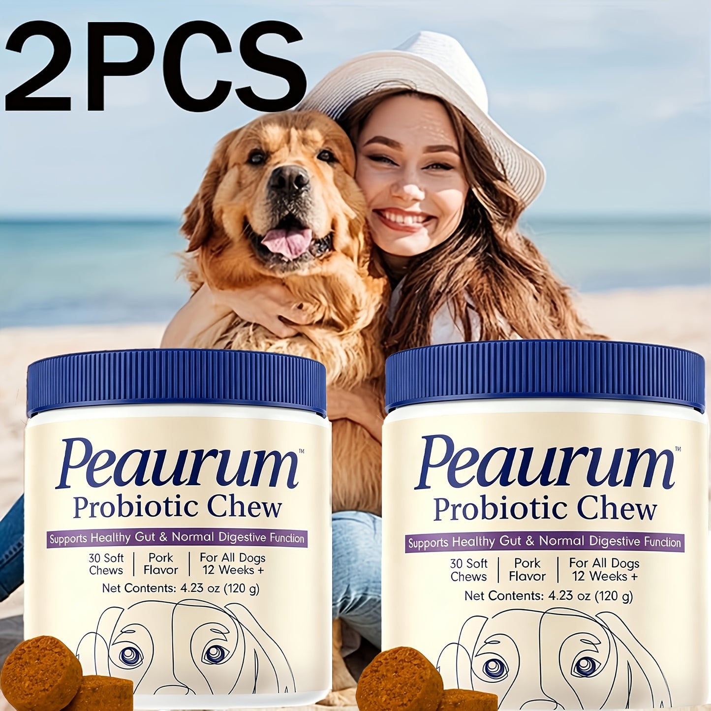 Probiotics for Dogs 60 Softgels Natural Plant-Based Formula Supports Gut Health Digestion Seasonal Allergy Relief - 120g 1 Pack or 2 Pack