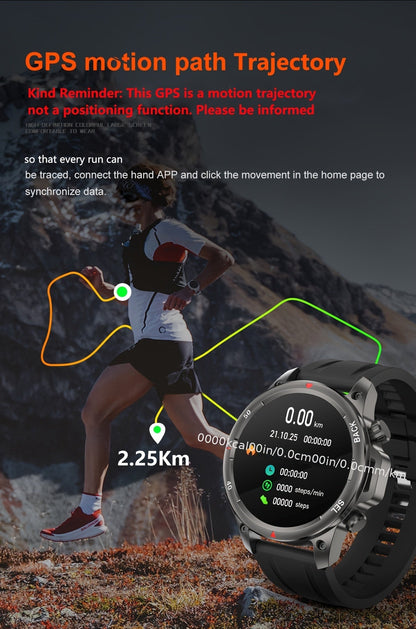 GPS Smartwatch for Men – 360×360 HD Screen, AI Voice, Wireless Calling, NFC, Compass, LED Lighting, Motion Trajectory, Outdoor Sport Fitness Tracker, Father's Day Gift