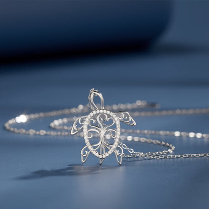 925 Sterling Silver Sea Turtle & Tree of Life Pendant Necklace – Beachy Ocean Lover Jewelry, Meaningful Nature Gift for Mom, Perfect for Valentine's Day, Anniversary & Holidays