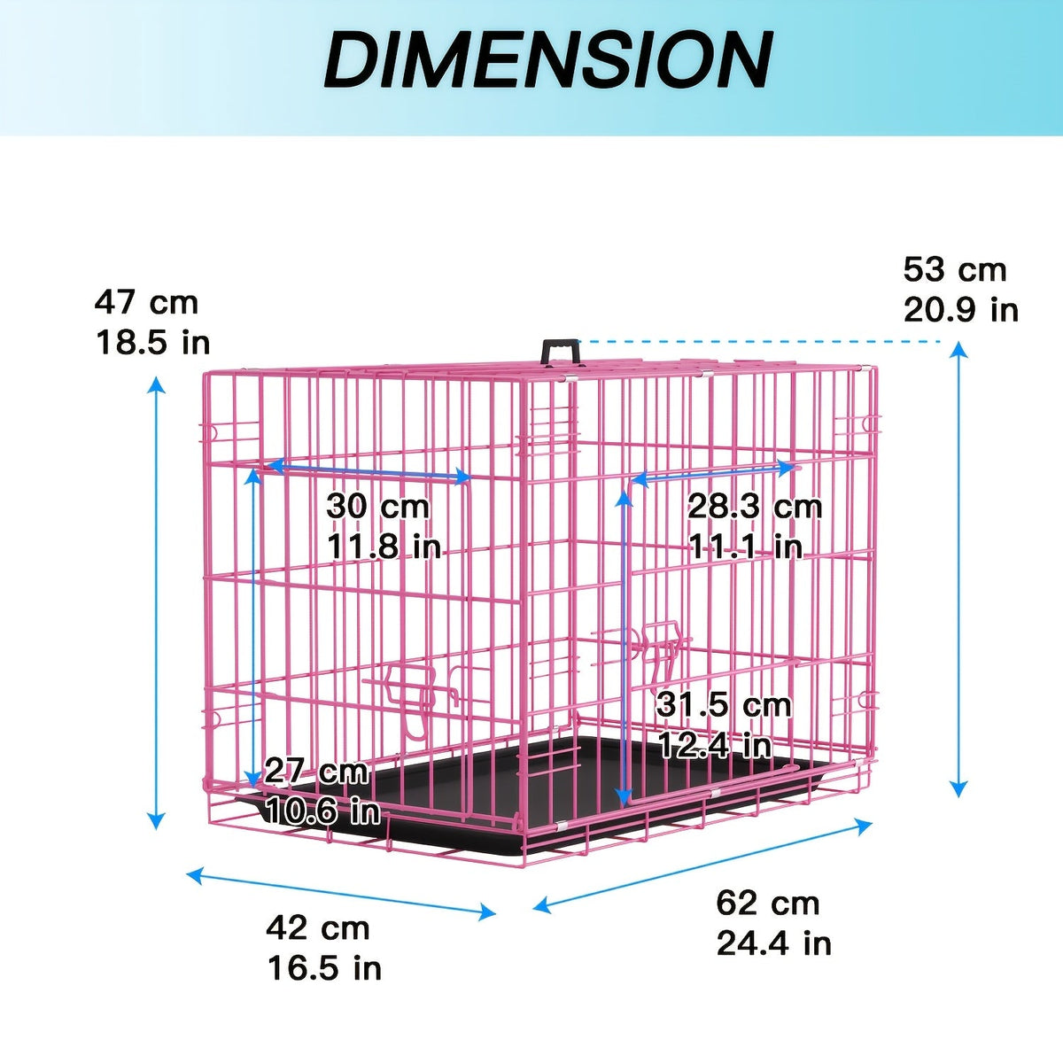 Foldable Metal Wire Dog Crate for Small Dogs & Rabbits – Adjustable Divider Panel, Leak-Proof Plastic Pan, Indoor Outdoor Pet Kennel for Chihuahuas Toy Breeds Small Animals, Multiple Sizes