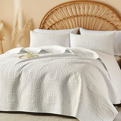 Cooling Summer Quilt Set 2-3 Piece Lightweight Breathable Microfiber Bedspread – Modern Coin Pattern Coverlet Twin Queen King, All Season, Multiple Colors, Holiday Gift for Family