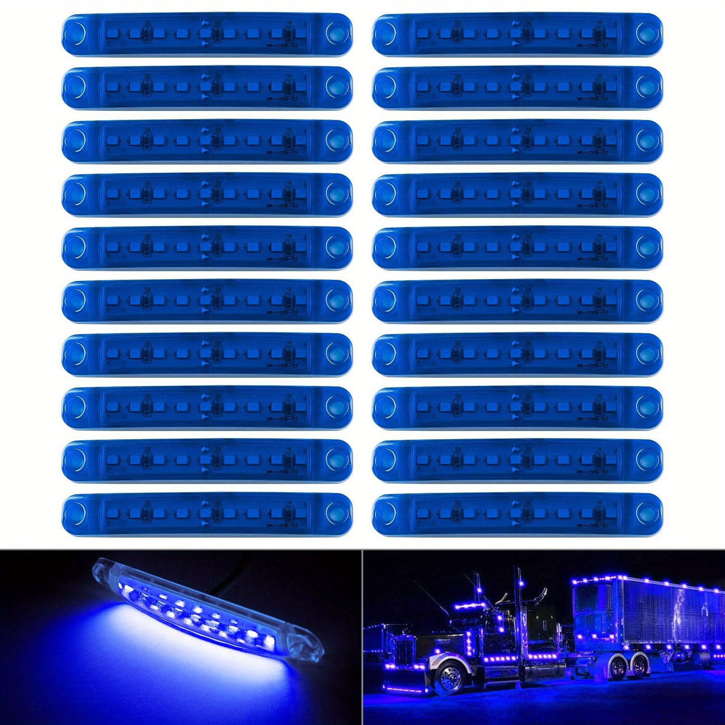 12V 9-LED Side Marker Lights 20-Pack Universal Indicator Clearance Lamp Bar for Truck Car Trailer SUV – White Red Amber Blue Green – Bright LED Side Marker Light Kit