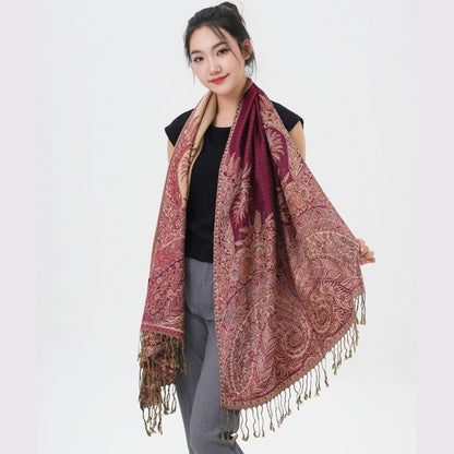 Phoenix Tail Paisley Pashmina Scarf – Thick Warm Wrap Shawl for Women, Luxurious Soft Fabric in 17 Vibrant Colors, Versatile for Formal Events, Everyday Wear & Gifting