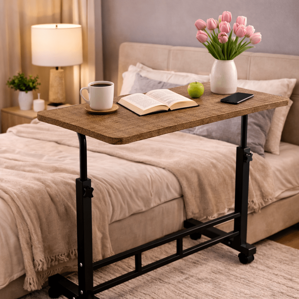 Adjustable Height Rolling Laptop Table with Wheels – Mobile Bedside Computer Desk & Sofa Side Table for Bedroom, Home Office, Dorm, 8 Colors Available