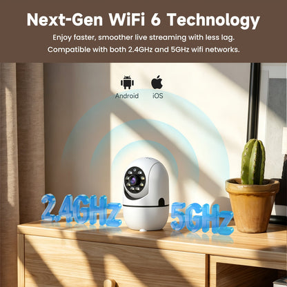 2-Pack Indoor Security Camera 355° Rotation – 2.4G/5G WiFi, Motion Detection, Full-Color Night Vision, Two-Way Audio, Cloud & 256GB TF Card Storage, Alexa Compatible, Baby & Pet Monitor for Home