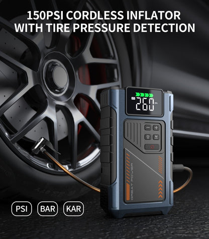8000A Portable Jump Starter with Air Compressor – 12V Battery Booster for 8.0L Gas & 6.5L Diesel, USB Ports, LED Flashlight, Jump Box for Cars, Trucks & SUVs
