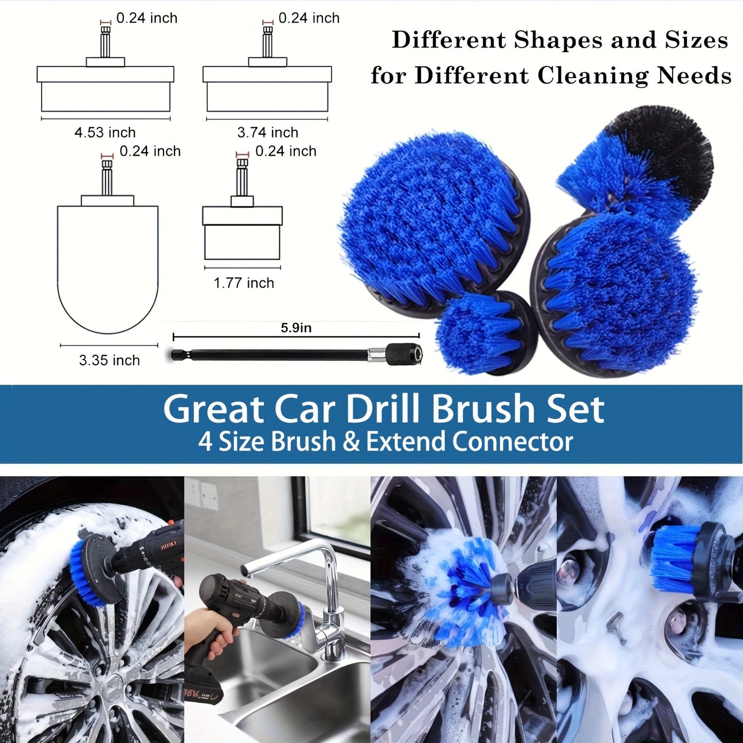 26PCS Car Detailing Brush Set Complete Car Cleaning Kit with Drill Brushes Wash Mitt Tire Brush Window Squeegee Cleaning Gel Spray Bottle for Interior Exterior Wheels Windshield Professional Auto Care