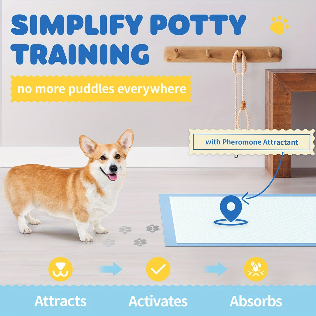Dog Pee Pads 100 Count – 6-Layer Super Absorbent Puppy Training Pads, Leak-Proof & Odor Control, Disposable Dog Potty Pads for Puppies, Dogs & Cats, 34"x28" or 22"x22"