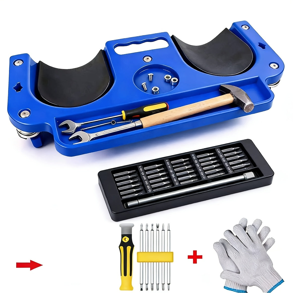 Rolling Knee Creeper Pad with Built-In Tool Tray – ABS High-Impact Frame, Cushioned Kneeling Pad for Mechanics, Carpenters, Flooring & Car Repairs – Multi-Color Automotive Repair Aid & Workshop Gift