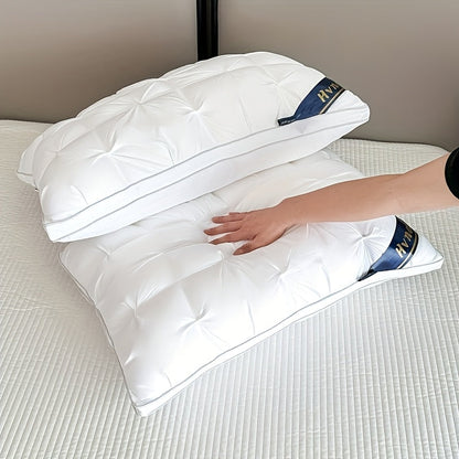 2 Pack Luxury Hotel Quality Bed Pillows Cooling Deep Sleep Neck Support Non-Collapse Hypoallergenic Polyester Fill for All Seasons Queen King Size in White Gray Pink Soft Texture Sleeping Pillow Gift