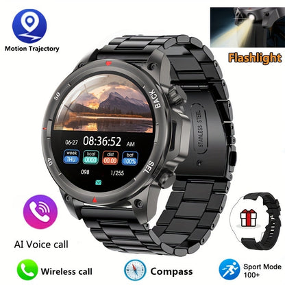 GPS Smartwatch for Men – 360×360 HD Screen, AI Voice, Wireless Calling, NFC, Compass, LED Lighting, Motion Trajectory, Outdoor Sport Fitness Tracker, Father's Day Gift