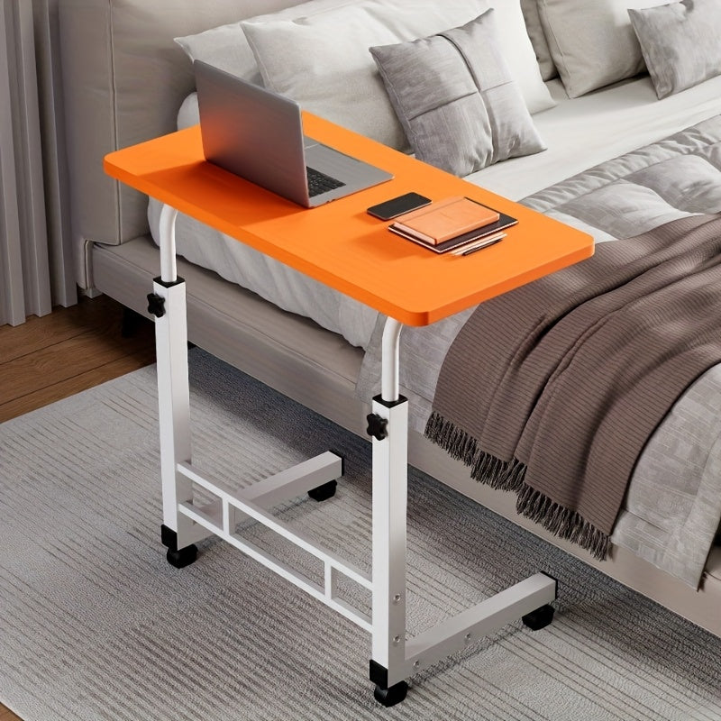 3-Tier Rolling Folding Desk with Wheels Height Adjustable Expandable Desktop Storage Shelf for Laptop Study Home Office Bedroom Living Room Computer Table