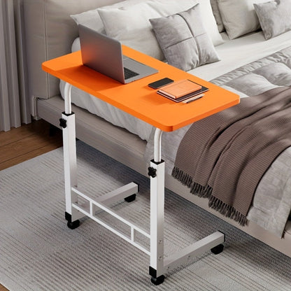 3-Tier Rolling Folding Desk with Wheels Height Adjustable Expandable Desktop Storage Shelf for Laptop Study Home Office Bedroom Living Room Computer Table