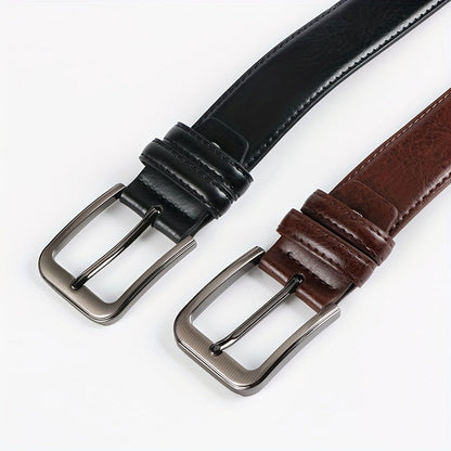 2-Pack Men's Genuine Leather Belt Set with Automatic Ratchet Buckle – Adjustable Fit 32"-44", Black & Brown, Business & Casual Dress Belt for Men