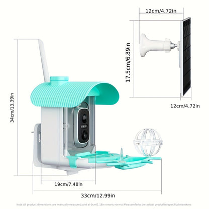 AI Smart Bird Feeder with Camera Solar Powered – 4MP 2K HD, Bird Species Identification, Motion Detection, Squirrel-Proof, IP66 Weatherproof, App Remote Monitoring, Gift for Bird Lovers