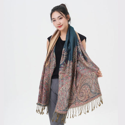 Phoenix Tail Paisley Pashmina Scarf – Thick Warm Wrap Shawl for Women, Luxurious Soft Fabric in 17 Vibrant Colors, Versatile for Formal Events, Everyday Wear & Gifting