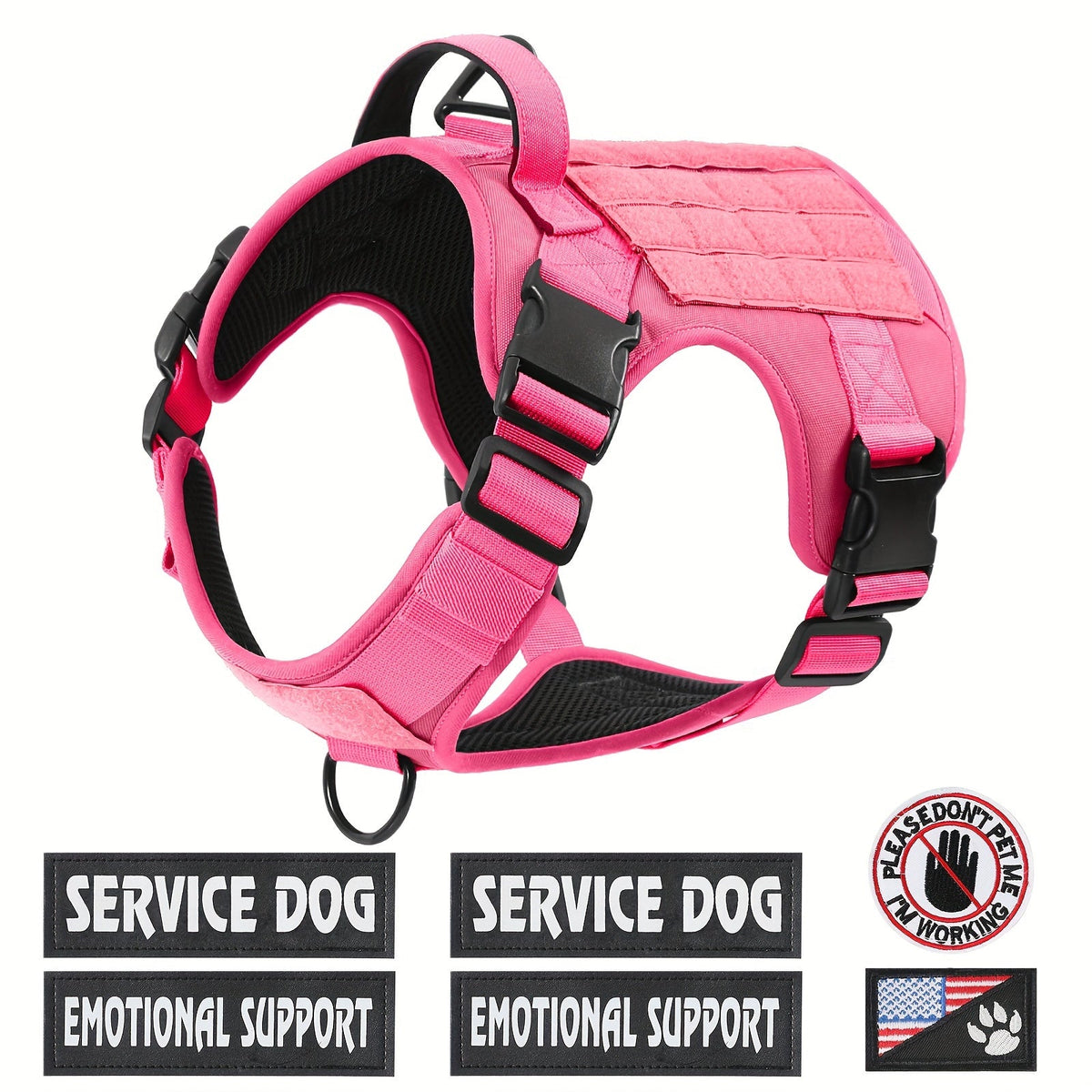 Tactical Dog Chest Harness – Military-Style No-Pull Pet Vest with Control Handle, Adjustable Secure Fit for Active Dogs, Solid Pattern, Sizes S to XL, Ideal for Training Hiking Walking