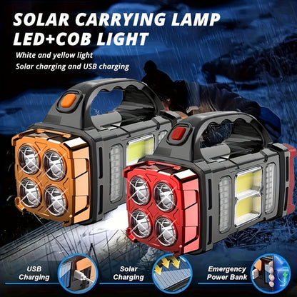 Solar LED Flashlight 2-Pack – High Lumen Rechargeable Handheld Spotlight with USB & Type-C Charging, Waterproof Outdoor Searchlight for Camping, Hiking, Hunting, Emergency & Everyday Use