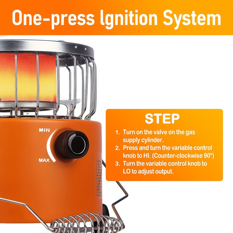 9000 BTU 2-in-1 Propane Camping Stove & Heater with Gas Hose & MAPP Converter – Adjustable Flame Portable Indoor Outdoor Gas Burner, Stainless Steel, 10.7x7 Inch Compact Design for Camping Cooking & Emergency Use