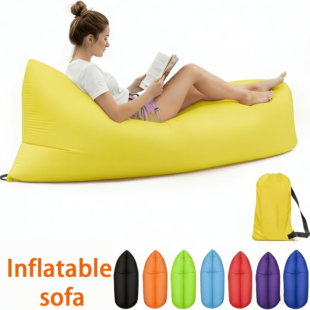 Foldable Inflatable Sofa Lounge Chair Portable Lazy Air Sofa for Camping Beach Music Festivals Outdoor Gatherings Quick Inflation Adults Purple Blue Green Black Red Yellow Orange