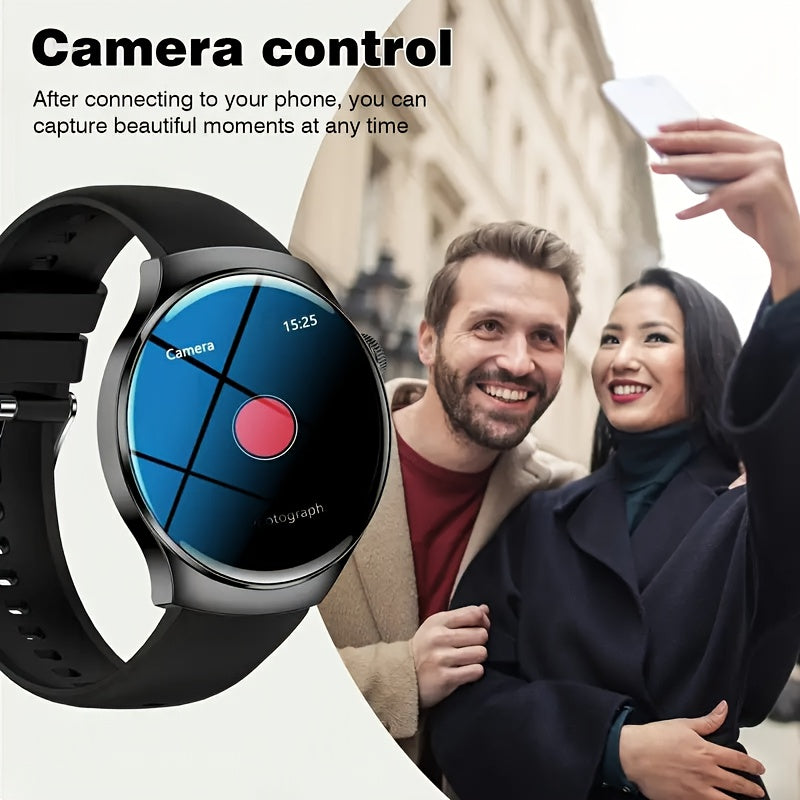 Smartwatch with Call Function & Fitness Tracker for Men & Women – Silicone Strap, Step Counter, Calorie Tracking, Heart Rate Monitor, Multiple Sports Modes, Music Playback & Remote Camera Control