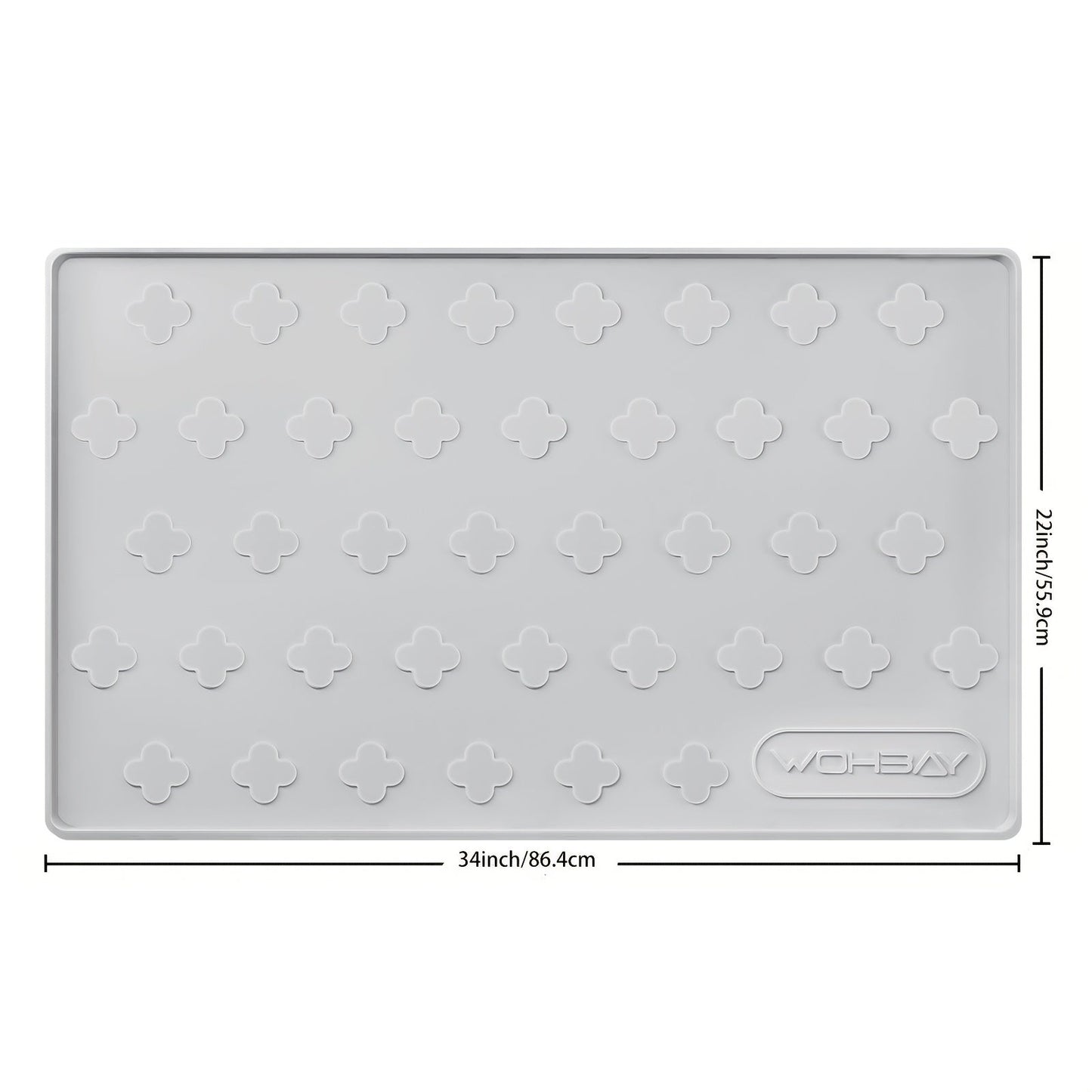 XXL Silicone Cat Litter Mat 3-in-1 – Washable Non-Slip Floor Protector with Raised Edges, Traps Litter, Kibble & Crumbs, Foldable Pet Feeding Mat for Cats, 34x22 Inch, Light Grey & Dark Gray