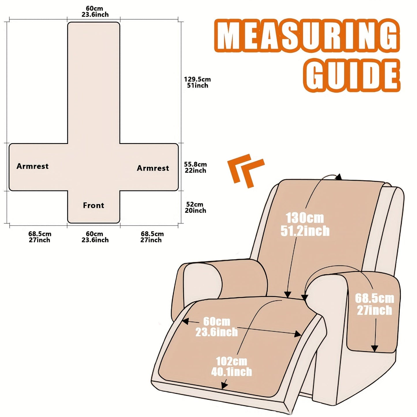 Waterproof Recliner Cover Slipcover with Side Pockets Anti-Slip Straps 4-Layer Quilted Fabric Pet Kid Proof Machine Washable Recliner Chair Protector – 11 Colors