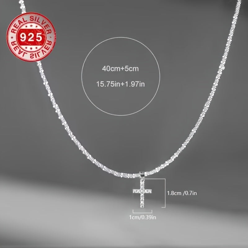 925 Sterling Silver Mini Cross Necklace – Dainty Elegant Cross Pendant Necklace for Women, Hypoallergenic Light Luxury Jewelry, Perfect Gift for Christmas, Baptism, Confirmation & Everyday Faith Wear