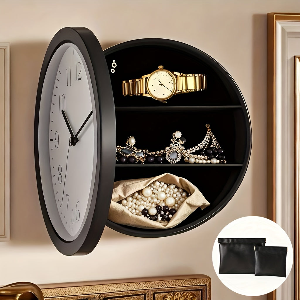 Wall-Mounted Diversion Safe Clock Hidden Secret Storage for Cash Coins Valuables Home Office Security Vault Concealed Coin Safe Sturdy Durable