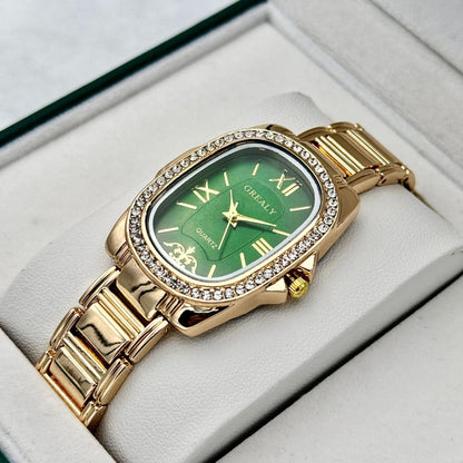 Women's Elegant Oval Dial Quartz Watch with Roman Numerals – Classic Analog Dress Watch with Alloy Band in 7 Colors, Perfect Gift for Women, Birthday, Anniversary & Holiday